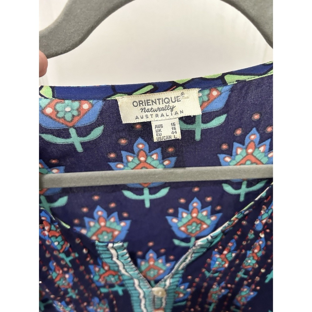 orientique naturally australian Boho Peasant Top Sz L Sequins Loose Blouse - Picture 2 of 4